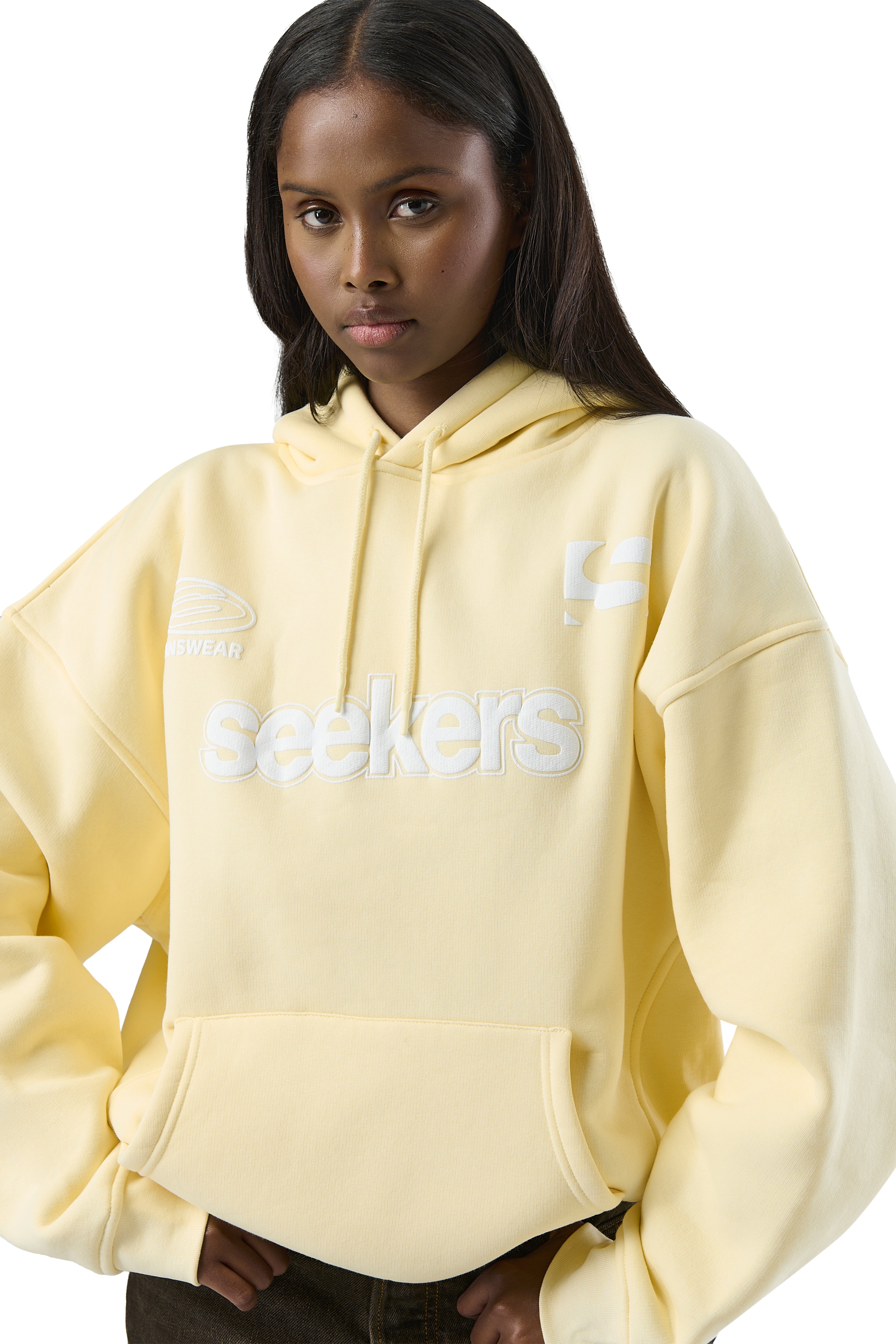 Seekers Motif Hoodie in Butter Yellow